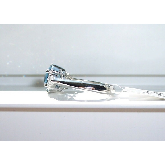 STAINLESS STEEL Simulated London Blue Topaz Ring - Picture 7 of 12